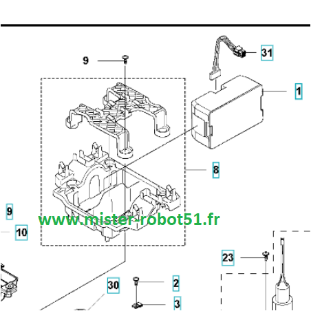Support nouvelle Batterie Robot Husqvarna Automower 320 330x 420 430x 440 450x 550