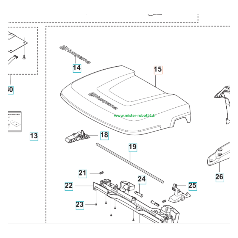 Capot supérieur pour abri robot HUSQVARNA Automower série P15 (305 / 310 / 315 / 315x / 415x)