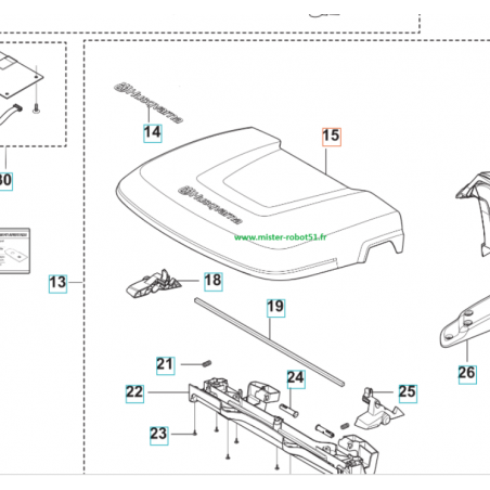 Capot supérieur pour abri robot HUSQVARNA Automower série P15 (305 / 310 / 315 / 315x / 415x)